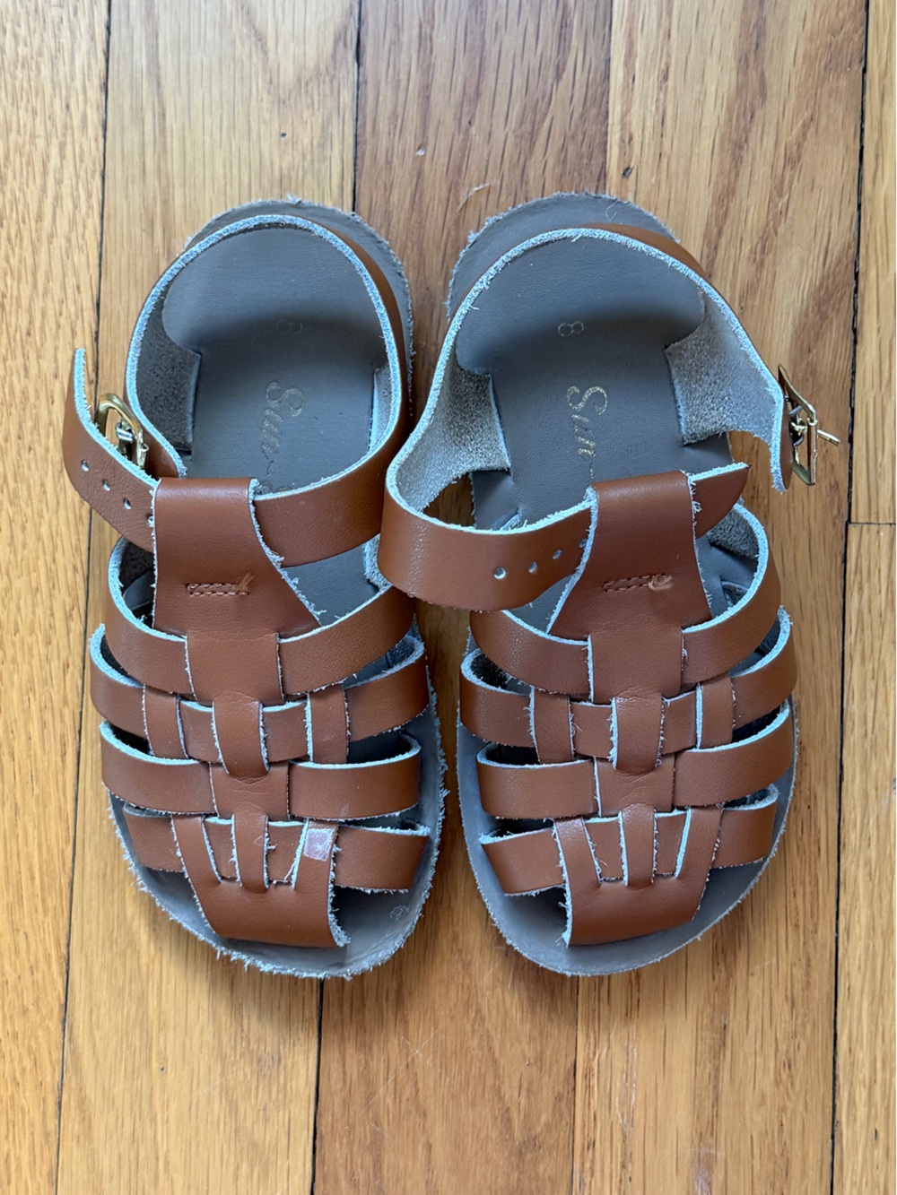 Kids Brown Fisherman Sandals with Buckle Closure